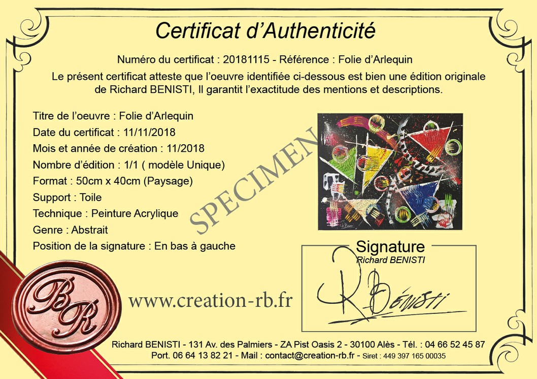 Artiste Peintre Certificat D'authenticité A Telecharger Gratuit